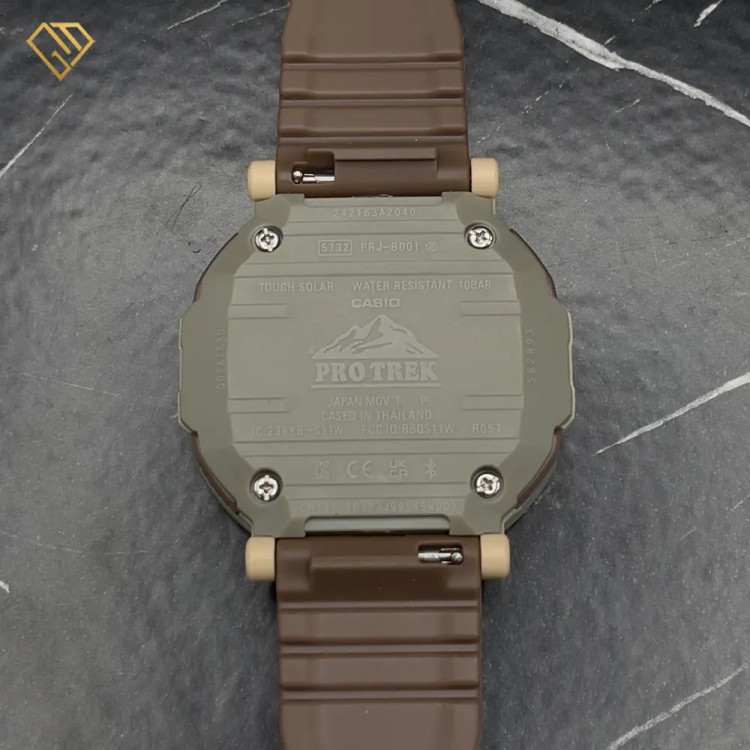 ساعت کاسیو پروترک Casio Protrek؛ موتور ژاپن، رنگ قهوهای خاکی با بند رابر