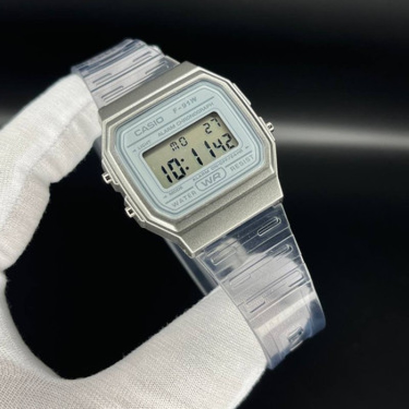 ساعت مچی دیجیتال زنانه مردانه مدل کاسیوcasio F-91WS-7D شیشه ای ضد آب استخری